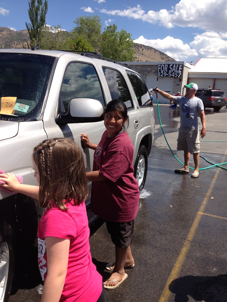 Baya and Abby washing a car at the car wash July 2012 Flickr