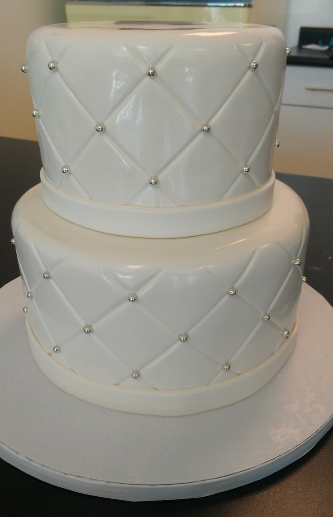 TwoTier White Quilted Fondant wedding cake a photo on Flickriver