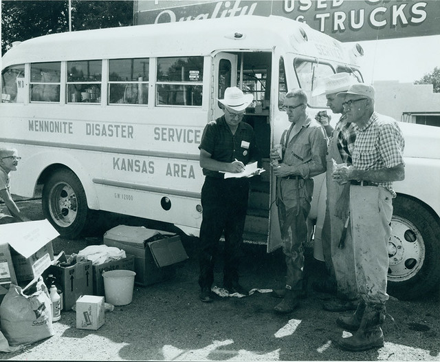 Mennonite Disaster Service group working the 1965 Newton