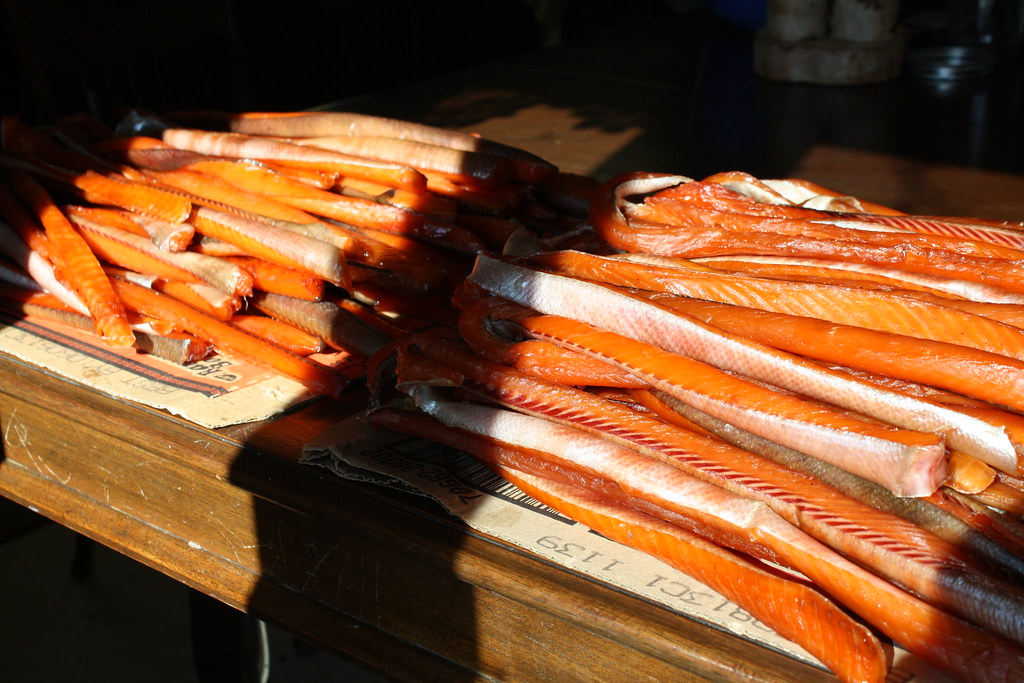 Alaska Smoked Salmon Strips ready to jar. *AkGirl* Flickr
