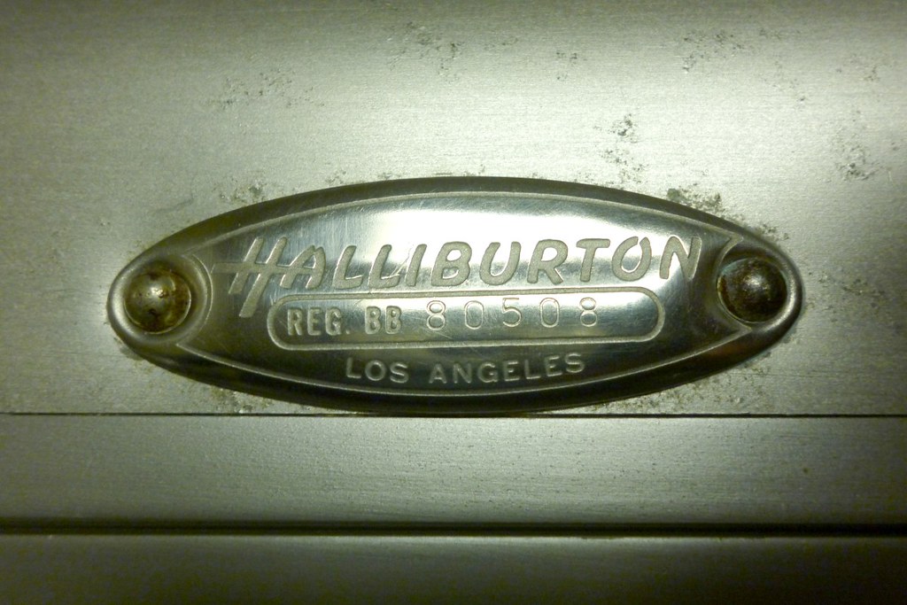 Halliburton Serial number plate closeup "Dear Halliburto… Flickr