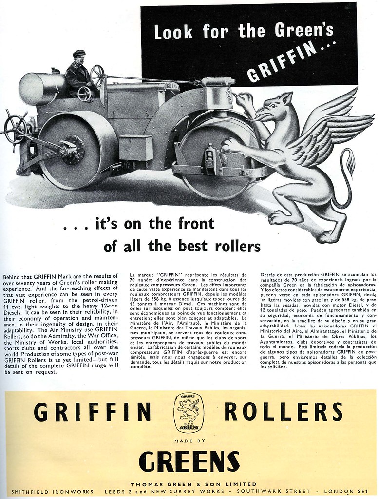 Griffin Road Roller by Greens from 1947 Taken from a book … Flickr