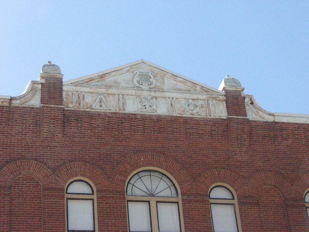 Symbols at top of What Cheer Opera House Aunti Juli Flickr