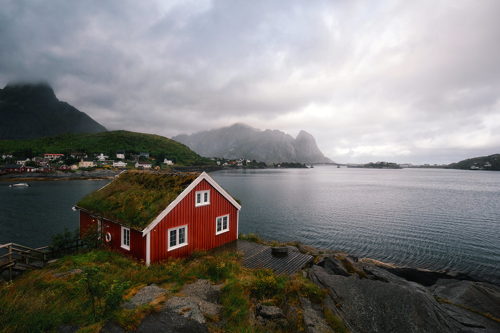 Reine, Norway A grass roofed house on the water in Reine, … Flickr
