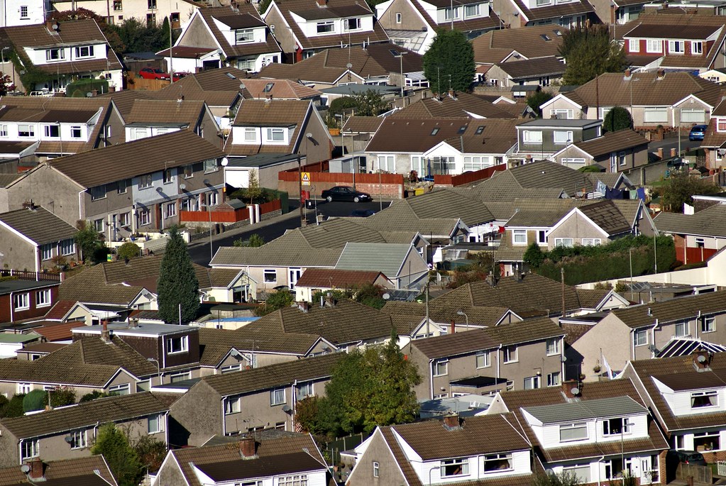 Cwm Las Estate per the view from Mynydd Dimlaith Leeber Flickr