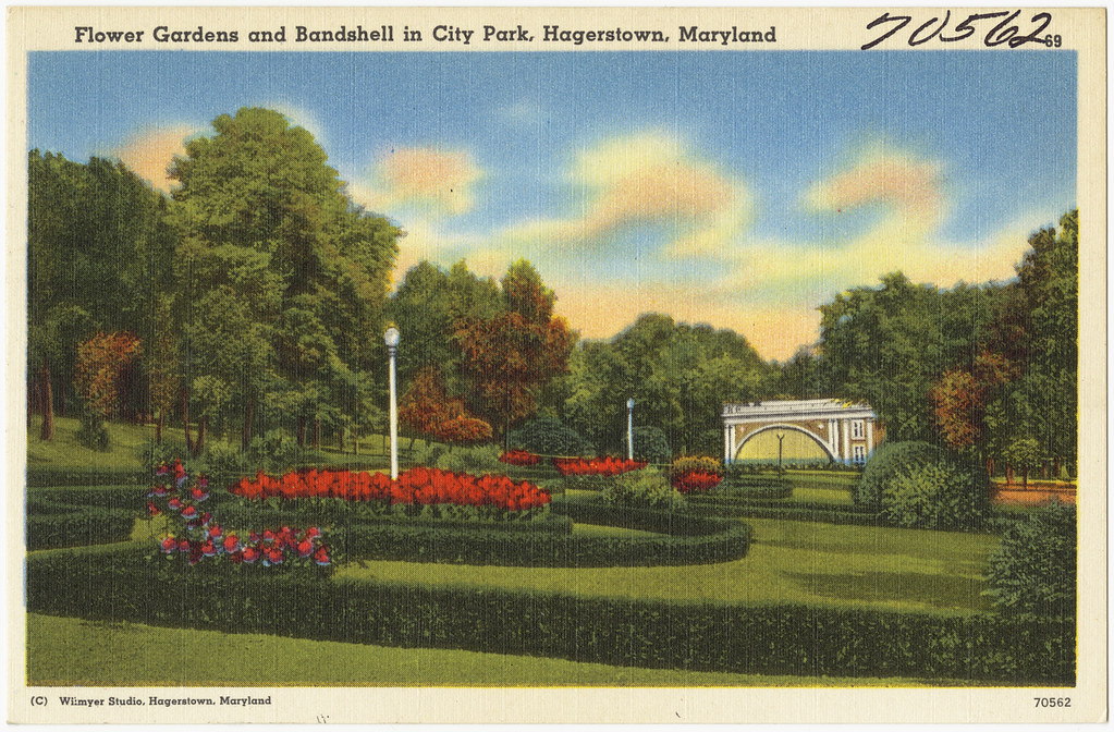 Flower gardens and bandshell in City Park, Hagerstown, Mar… Flickr