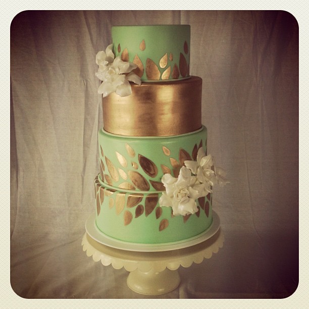Mint and gold wedding cake Flickr