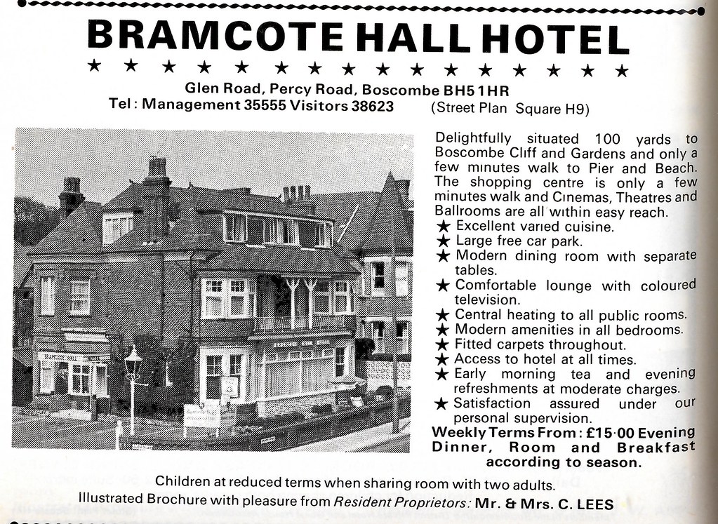 BRAMCOTE HALL HOTEL. GLEN RD / PERCY RD. BOURNEMOUTH. DORSET