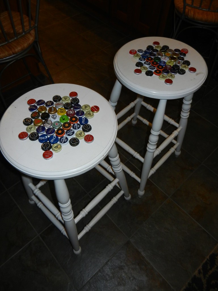 Beer Cap Bar Stools WIP Found these great bar stools at a… Flickr
