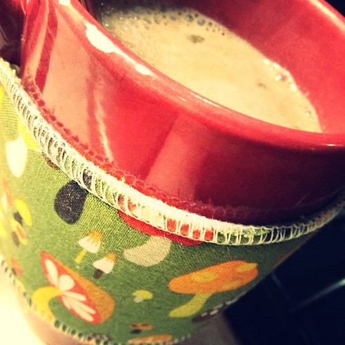 Hot almond milk cocoa with my Happy Mushroom cozy from my … Flickr