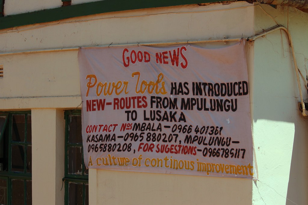 Good news advertisement of the 'Power Tools' bus company mario