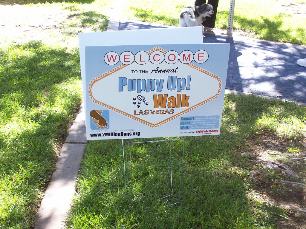 Coroplast Sign Puppy Up! Walk Las Vegas sign