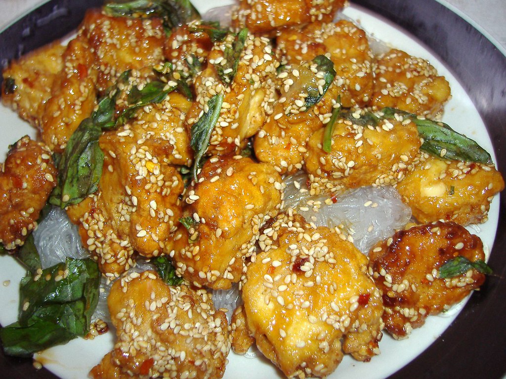 sesame tofu tofu chunks battered in flour and egg, fried u… Flickr