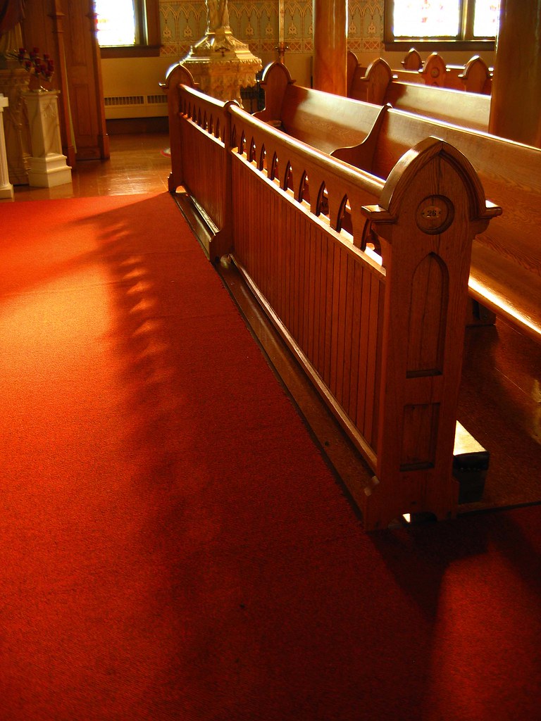 Front pew shadows St. Stanislaus Church in Warsaw, ND. *Jeff* Flickr