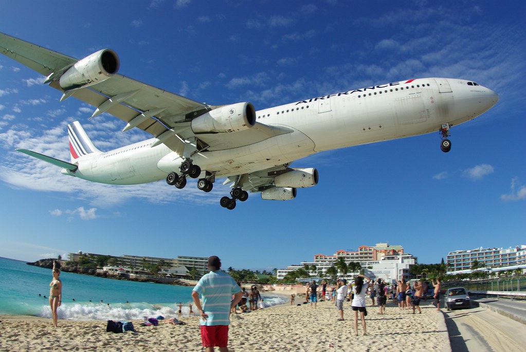 AirFrance A340 approaching Princess Juliana Airport Flickr