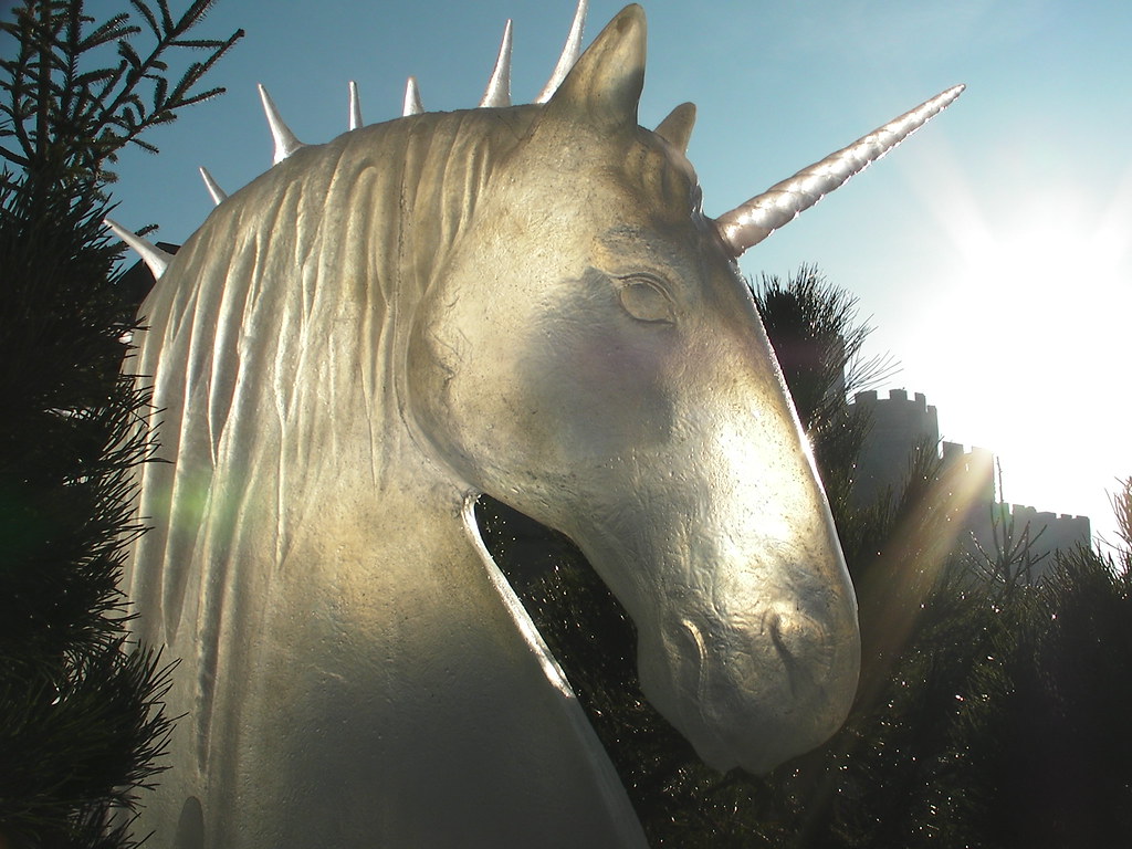 Ice unicorn Unicorn ice sculpture, Warwick Castle, England