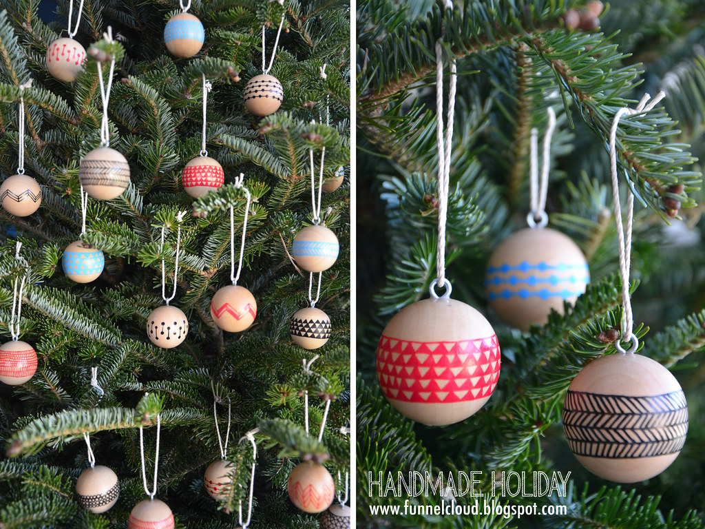 handmade holiday painted wood ball ornaments Rachel Flickr