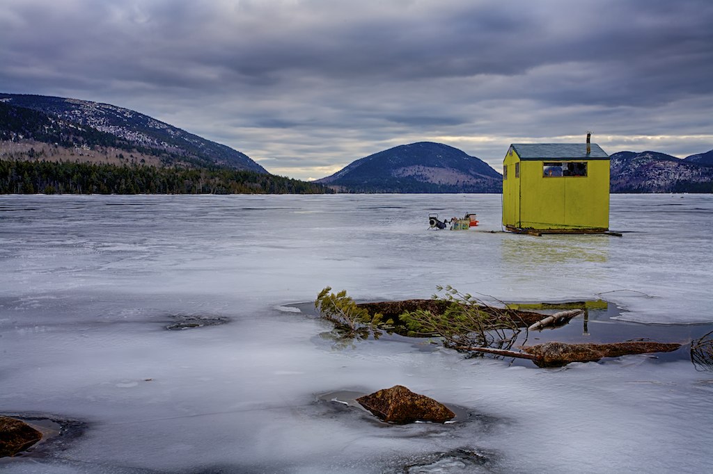 The yellow shack Ice fishing on Eagle Lake, Acadia Nationa… Don Seymour Flickr