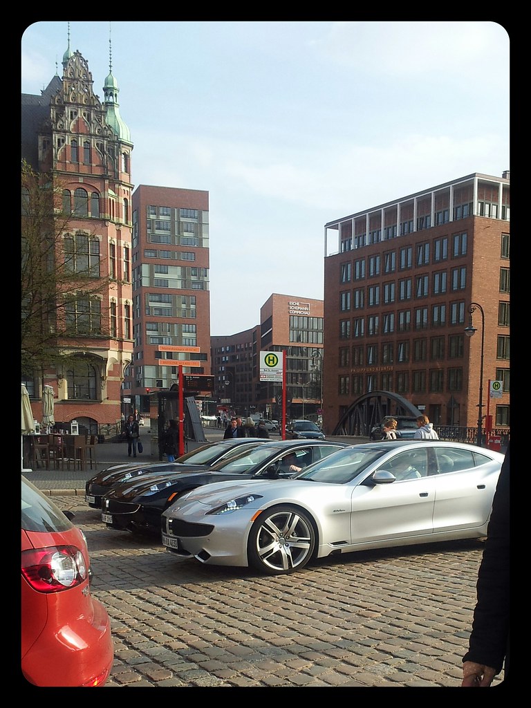 Fisker cars three fisker cars in the Hamburg hafencity Jörg Baldzer
