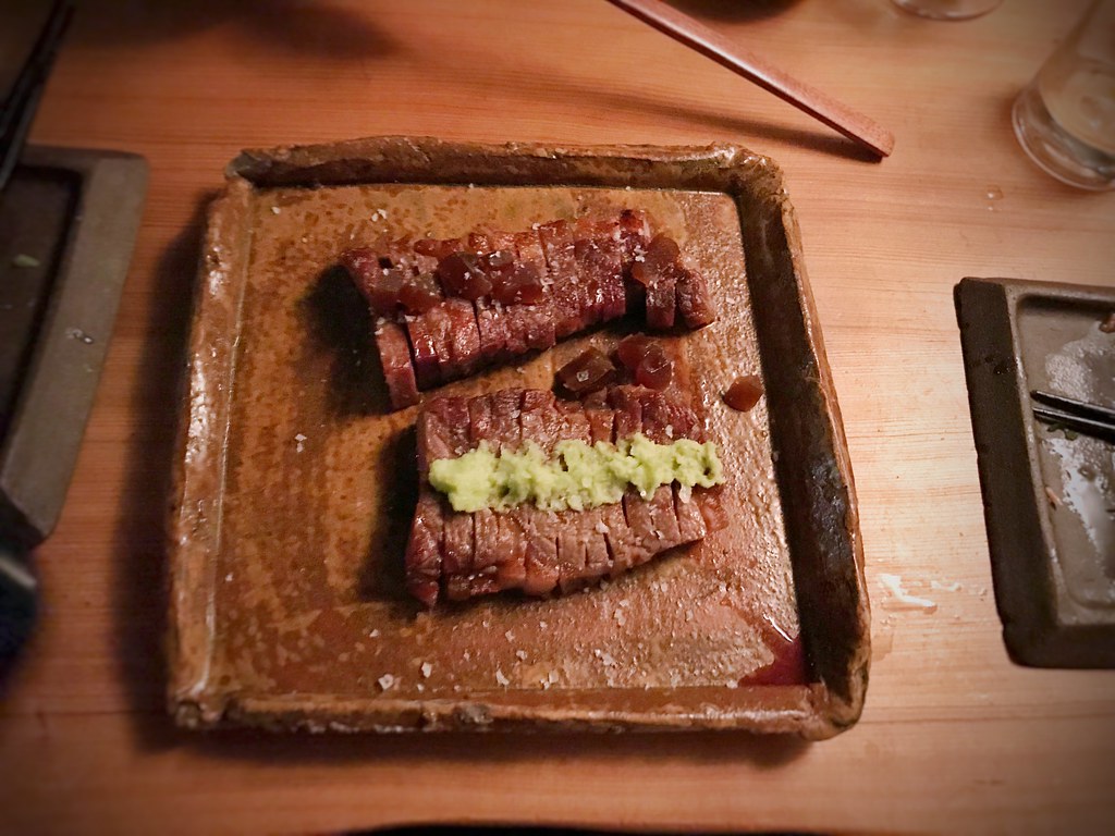 Grilled California Holstein beef strip, fresh wasabi, nara… Flickr