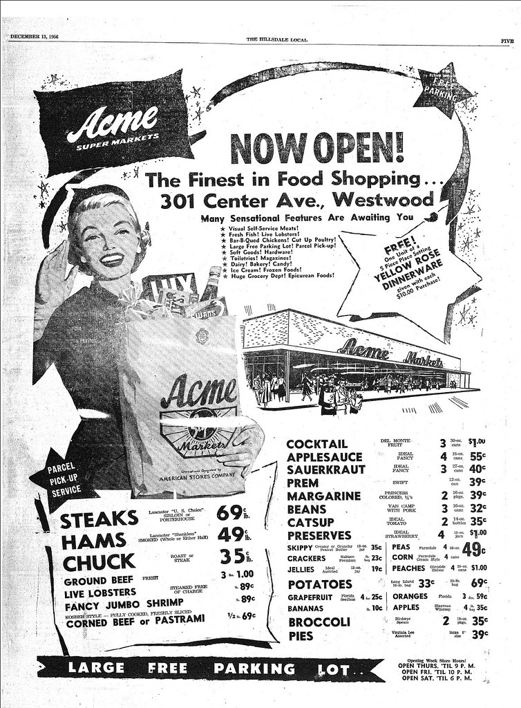 Acme of Westwood, NJ, 1956 Acme Supermarket, 301 Center Av… Flickr