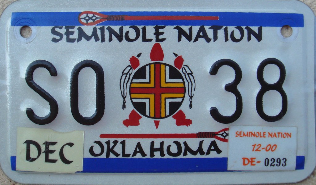 Seminole Nation Motorcycle License Plate Oklahoma. One (re… Flickr