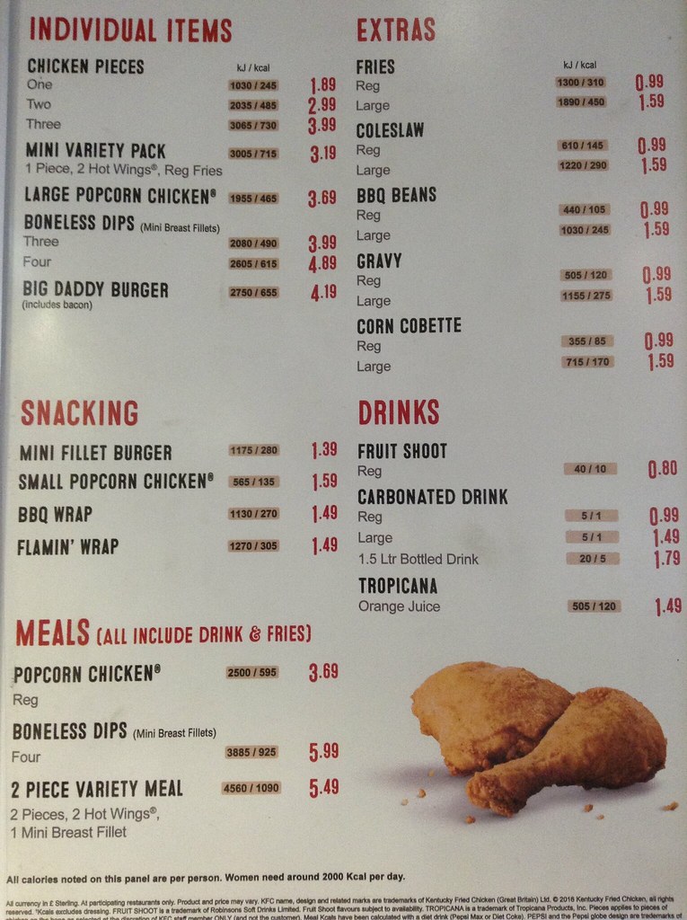 KFC menu Journey.ca Flickr