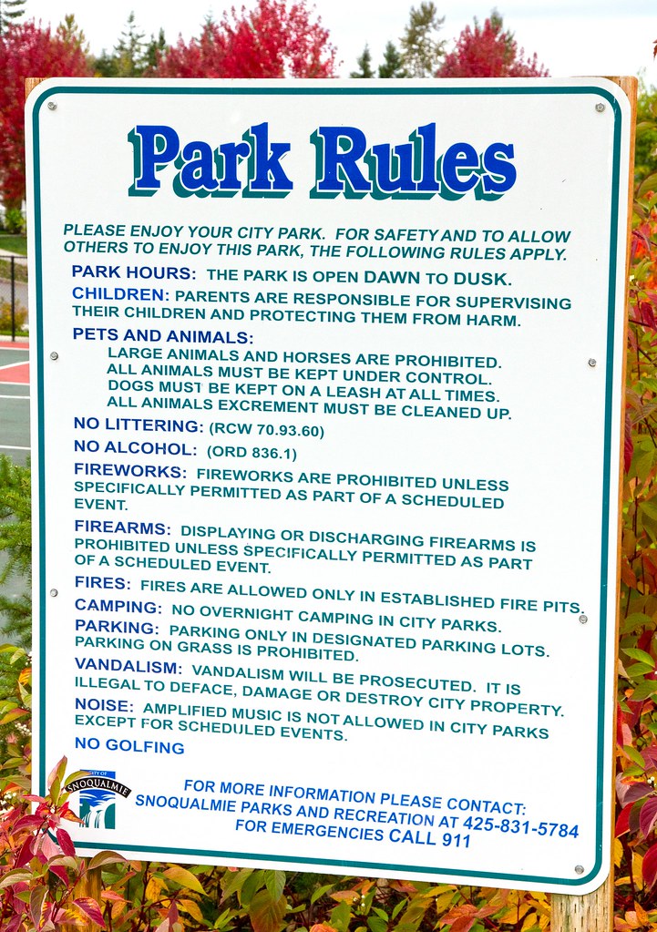 Swenson Park Rules Sign Snoqualmie Ridge City of Snoqualmiâ€¦ Flickr
