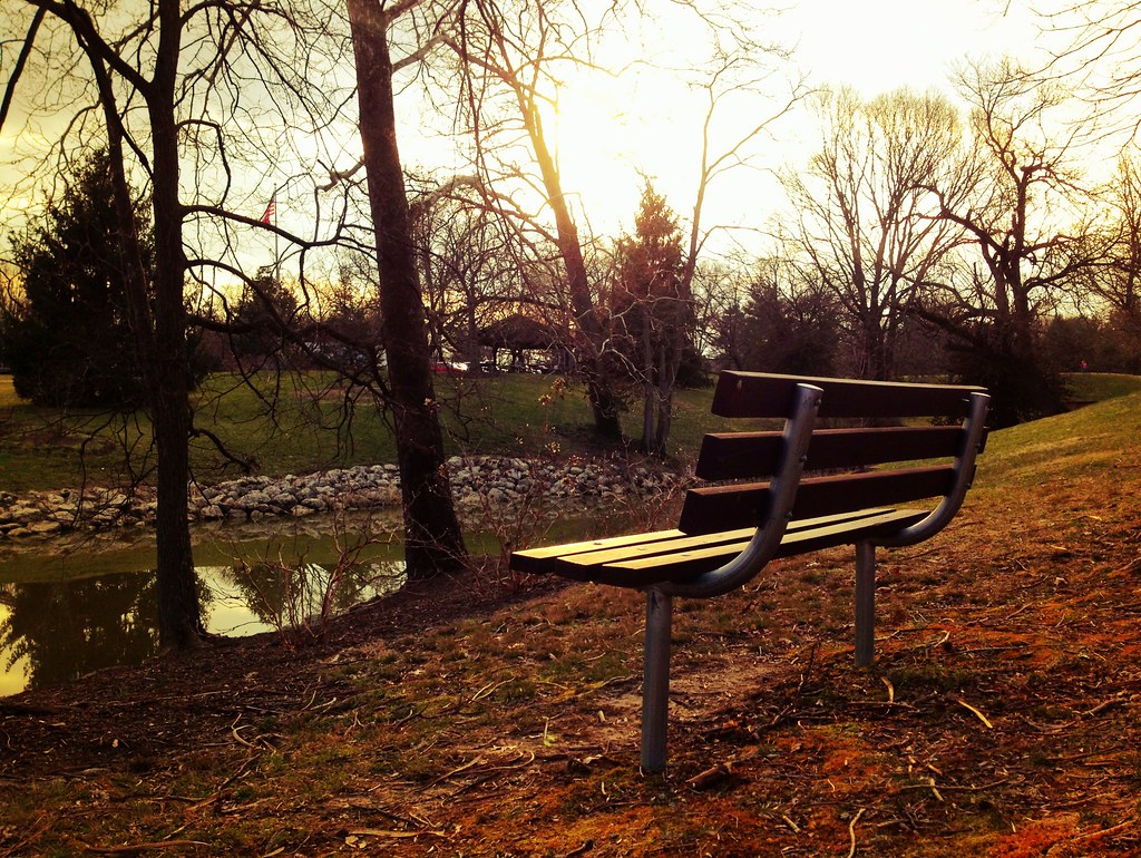 Bench by Pond at Sunset Swaim Park, Montgomery, Ohio Flickr