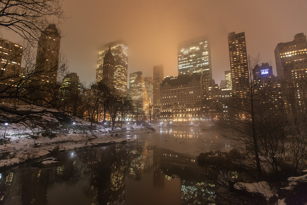 New York City from Central Park on a cold, foggy night Flickr