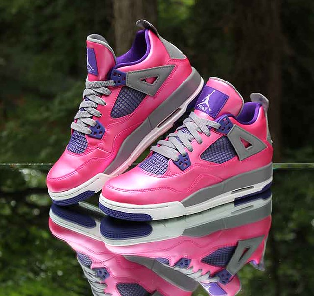 Girls Air Jordan IV 4 Retro GS Pink Grey Purple 487724607… Flickr