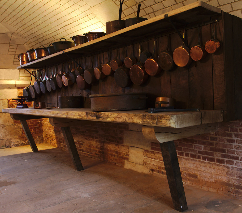 Copper pots in the kitchen of a castle Copper pots in the … Flickr