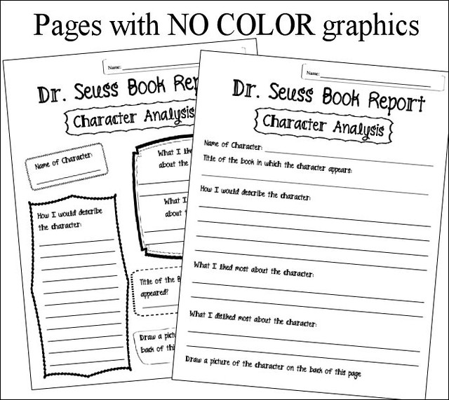 Dr. Seuss Book Report and Character Analysis Forms Flickr