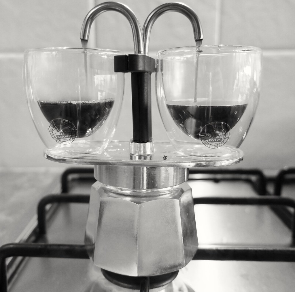 New bialetti coffee maker and Bodum esspresso cups at work… Flickr