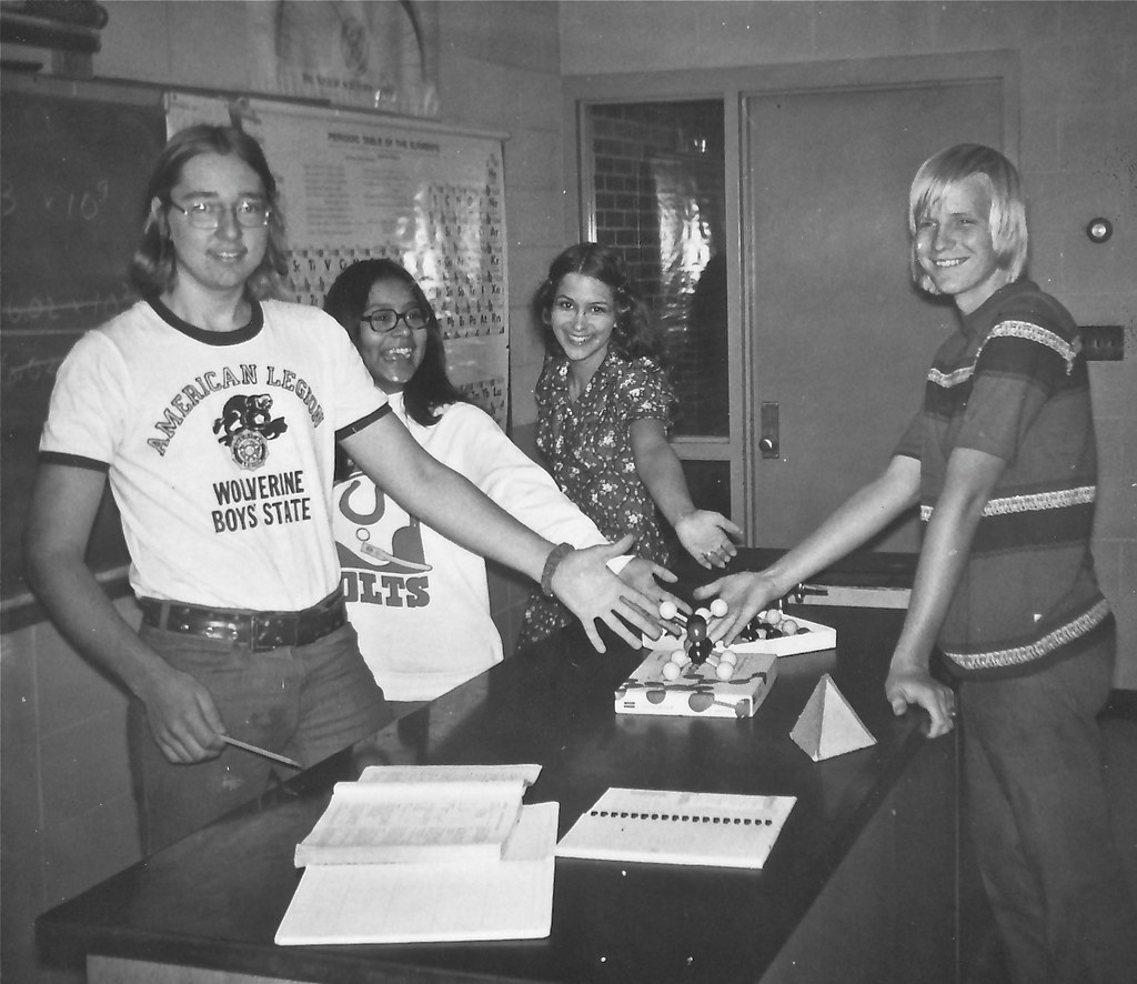Yearbook photo, 1974, Physics class Blissfield High School… Flickr