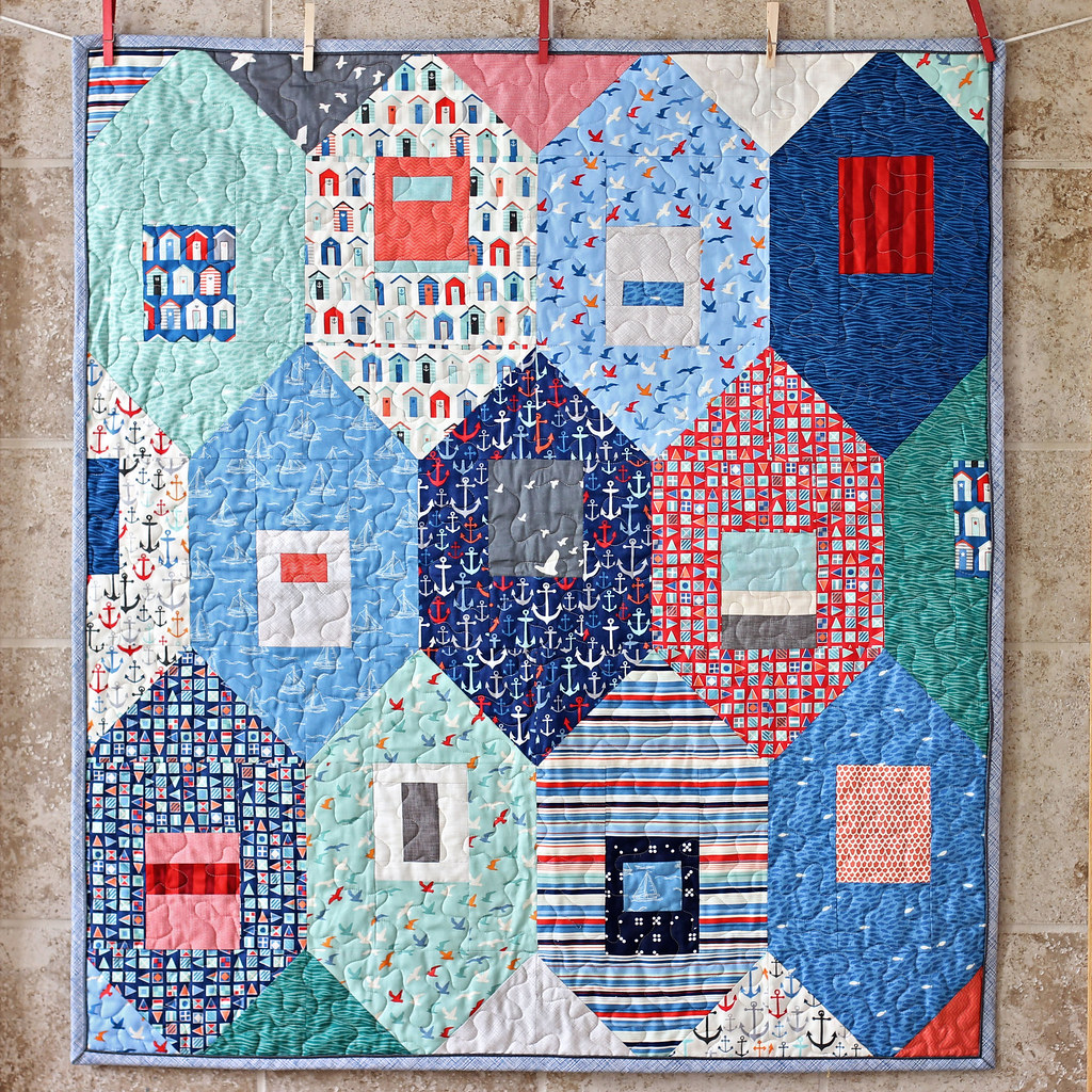 Nautical Baby Quilt Binded with