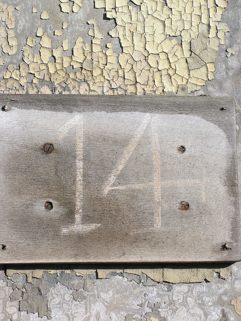 NO. 14 14 chalk drawn onto wood; flaking paint gives a s… Flickr