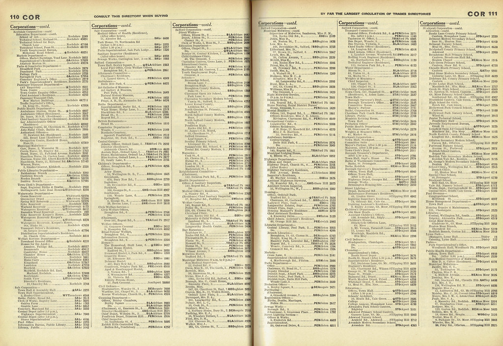Manchester area Classified telephone Directory 1955 'Cor… Flickr