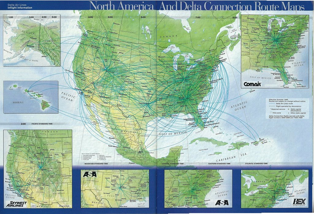 Delta North America route maps, 1996 The Delta Air Lines s… Flickr