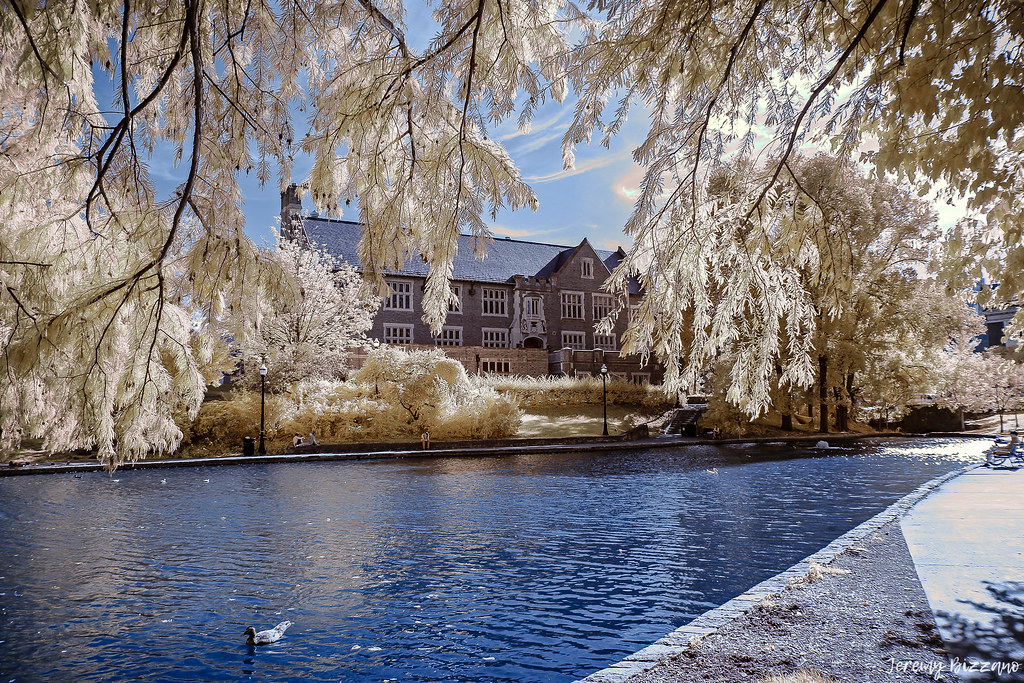 Mirror Lake at Ohio State University in Infrared. bizzano Flickr