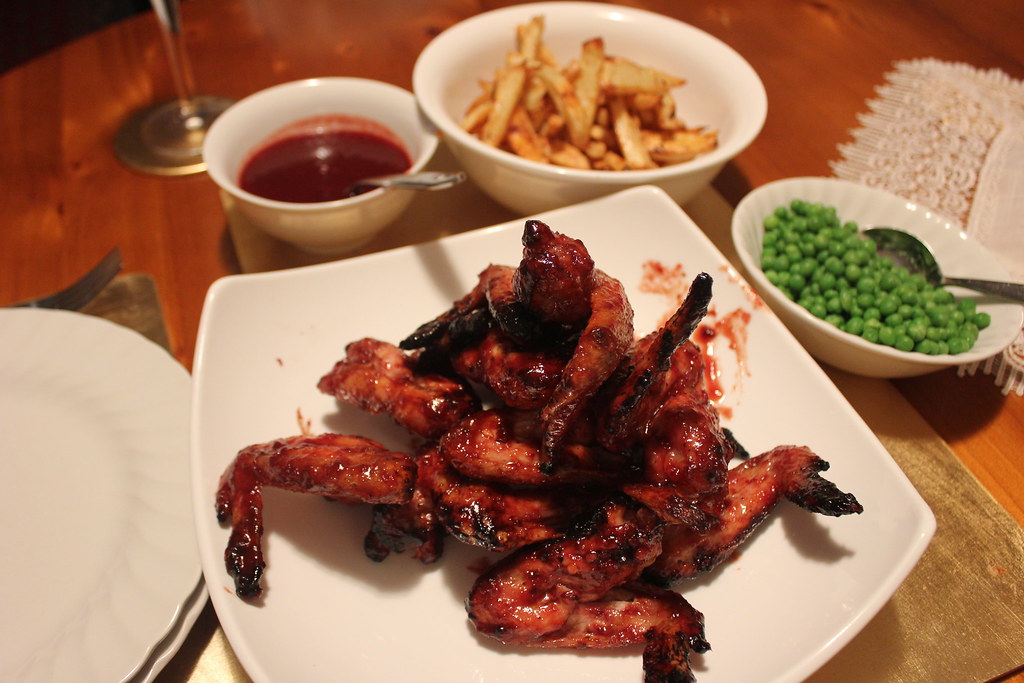 Smokin' sweet chicken wings with cherry BBQ glaze. Flickr