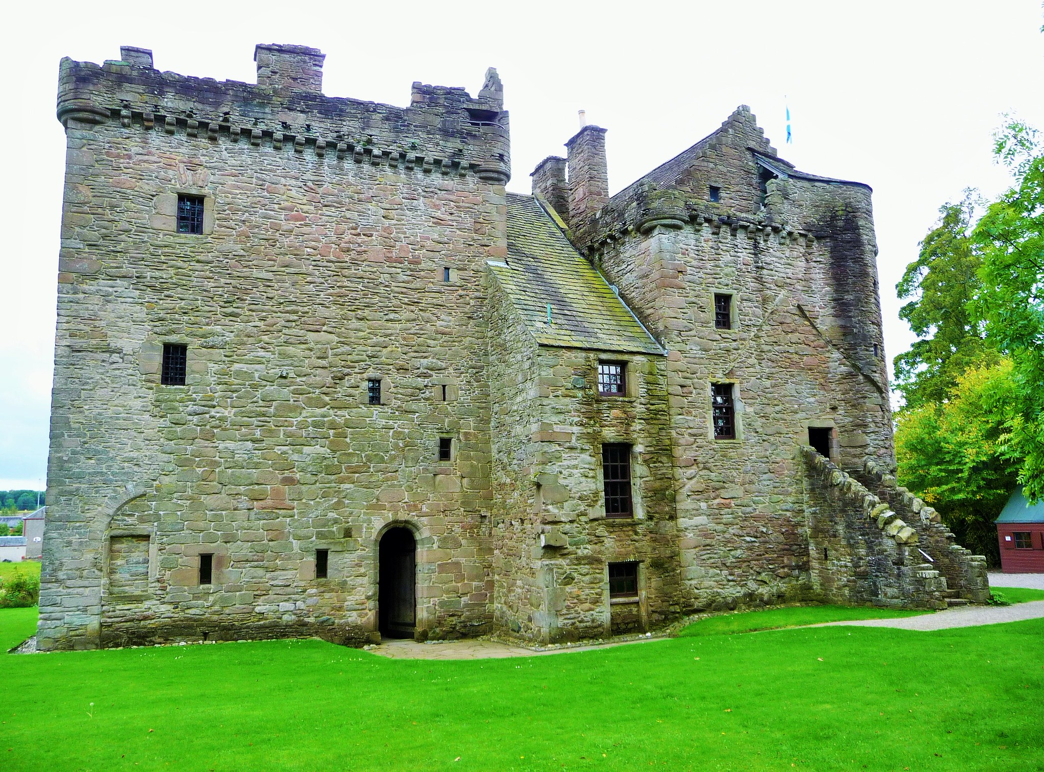Huntingtower Castle is located between Perth and Dunkeld in Scotland.