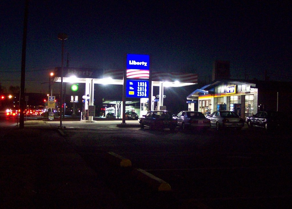 Liberty Gas Former Shell Station Liberty Gas at night, ori… Flickr
