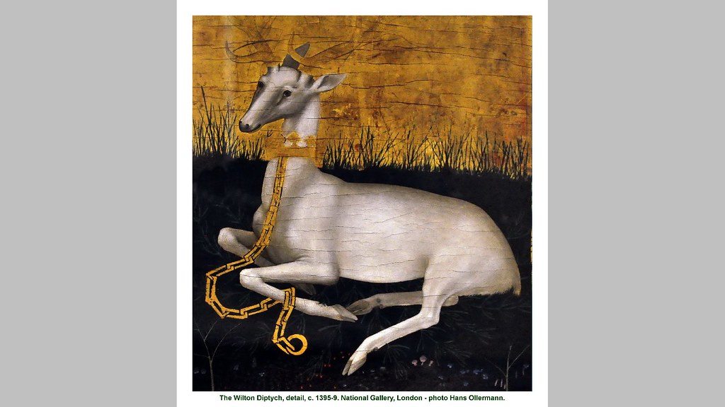 The Wilton Diptych, detail, c. 13959. National Gallery, London. a