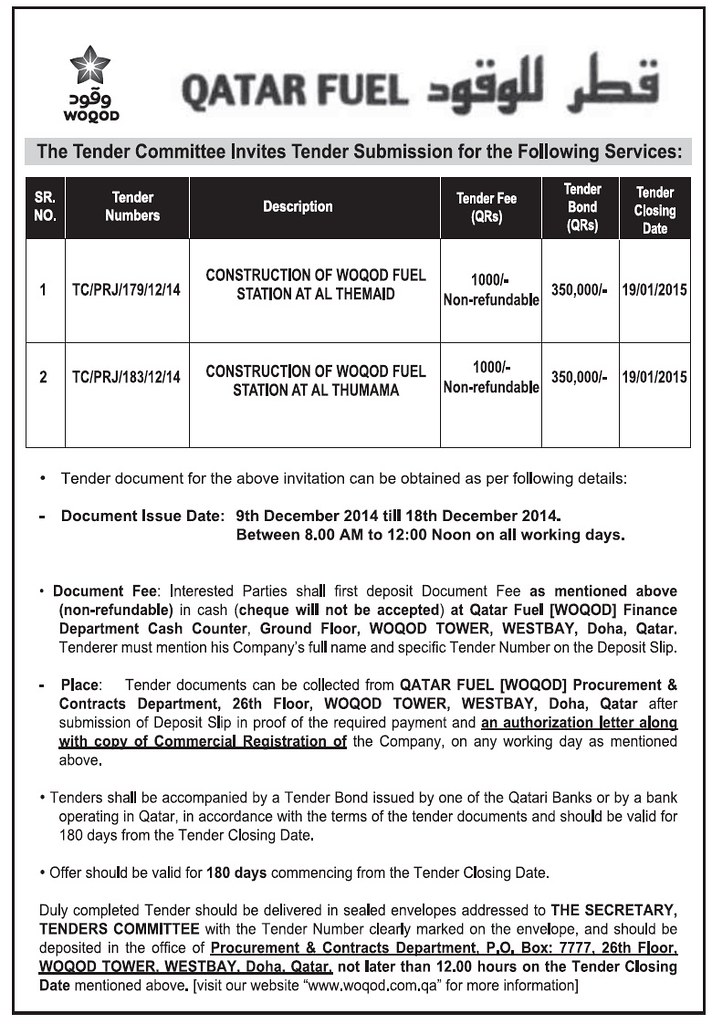 Qatar Fuel recent tenders in qatar, tender preparation gui… Flickr