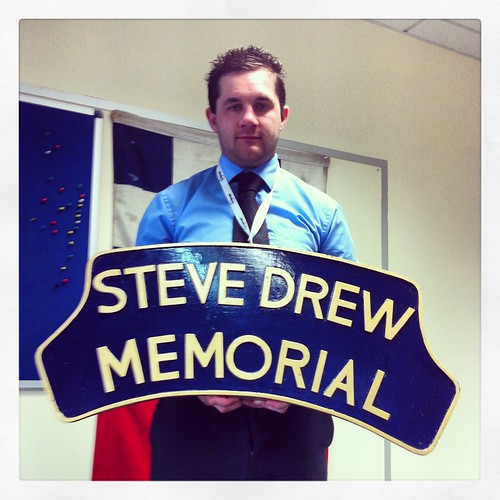 Gary Lennon with the Steve Drew Memorial headboard Flickr