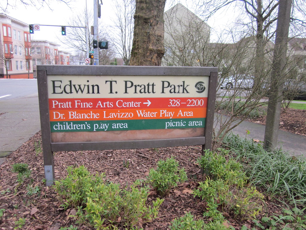 Pratt Park Picnic tables and benches on asphalt give a nar… Flickr