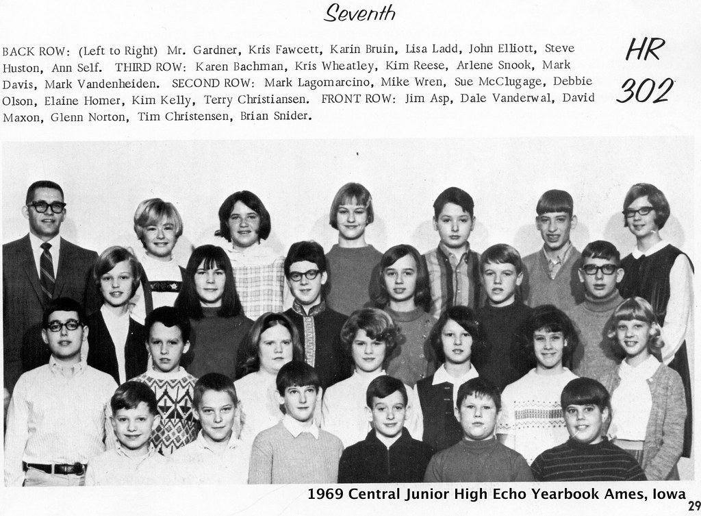 Central Junior High 1969 Echo Yearbook HR 302 7th grade Ames Iowa class