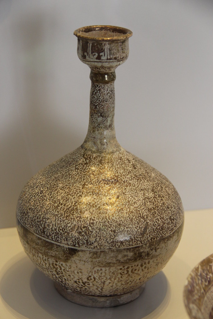Ceramic bottle with gold luster paint, Iran, dated 595 Hij… Flickr