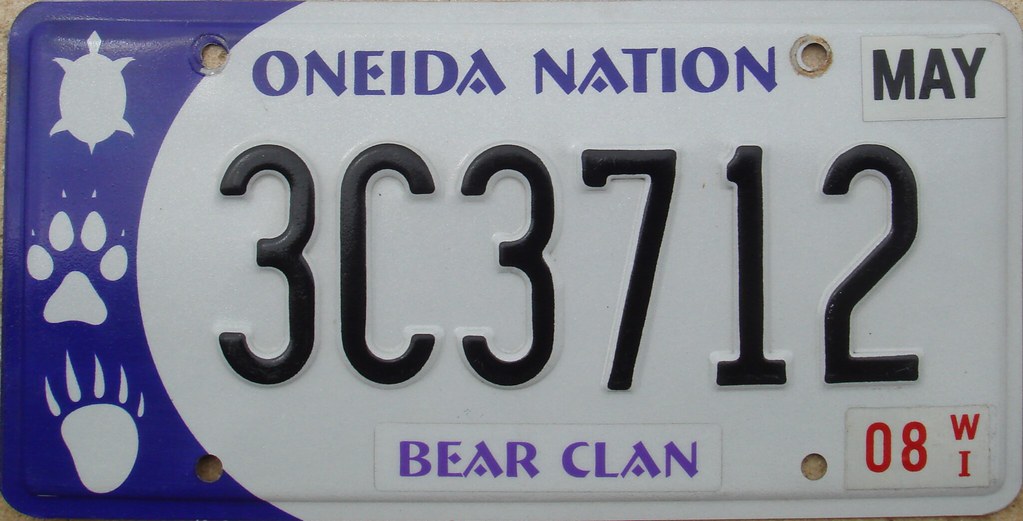 Oneida Nation Bear Clan License Plate Wisconsin. 3C = thre… Flickr